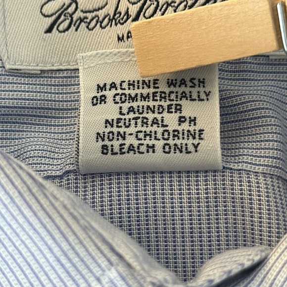 Brooks Brothers‎ Makers Collection Blue Pinstripe Dress Shirt Men's Size 17-35 - Picture 10 of 13